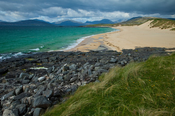 Playa de Scarista Beach. Sound of Taransay. South Harris Island. Outer Hebrides. Scotland, UK