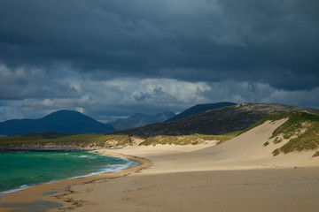 Playa de Scarista Beach. Sound of Taransay. South Harris Island. Outer Hebrides. Scotland, UK