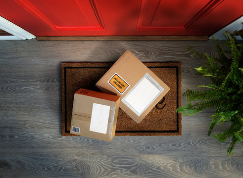 Boxes with online shopping delivered outside the door, could be stolen. Add your own copy to the labels