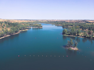 Fototapeta premium Aerial view from a lake. Alentejo Portugal