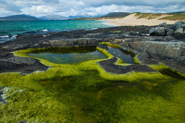 Playa de Scarista Beach. Sound of Taransay. South Harris Island. Outer Hebrides. Scotland, UK
