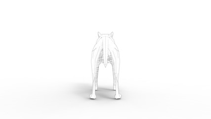 3d rendering of a wolf polygon isolated in white studio background