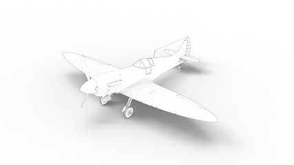 3d rendering of a world war two fighter airplane isolated in white background. - obrazy, fototapety, plakaty