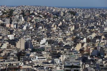 Athens, Greece - July 20, 2019: Panorama of the Greek capital seen from the Acropolis