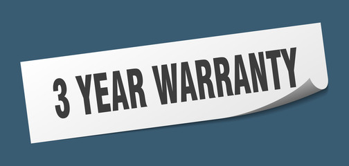 3 year warranty sticker. 3 year warranty square isolated sign. 3 year warranty
