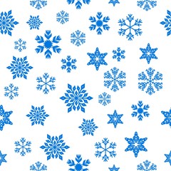 Merry Christmas Blue elements on white background. Seamless graphic pattern made with elements of zentangl and doodle. Wrapping paper illustration