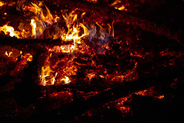 Fototapeta na wymiar Camp Fire Christmas in July Tree Burning