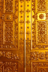 Close-up of a gilded ornate door