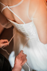 Obraz na płótnie Canvas Wedding beauty concept. Elements of the bride's wedding fees, fabulous effect, close-up, beautiful honey color. Concept wedding.