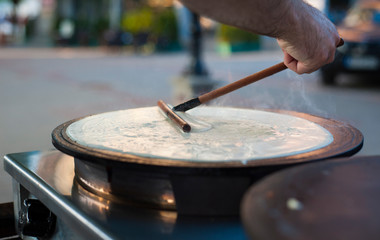 Obraz premium Pancakes Crepe Dessert . Street food