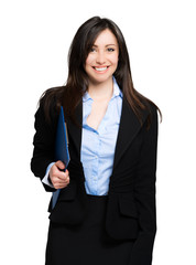 Portrait of a beautiful businesswoman isolated on white background