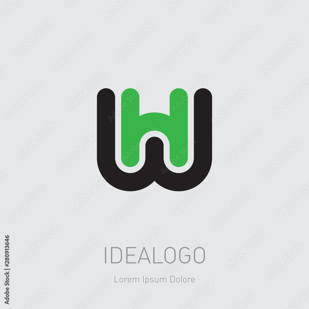 Poster w and h initial logo. wh initial monogram logotype. hw - vector design element or icon.