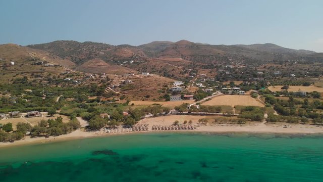 Aerial view of Kea Beach and the island of Kea, Greece