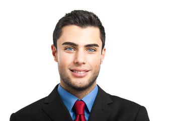 Young manager portrait isolated on white