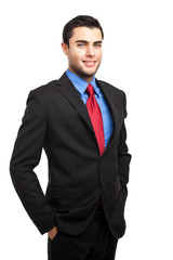 Young manager portrait isolated on white