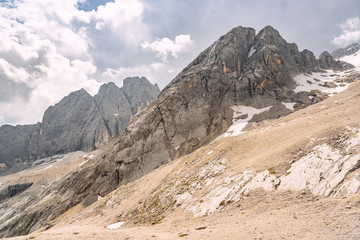Idyllic Alps with sandy and rocky mountain