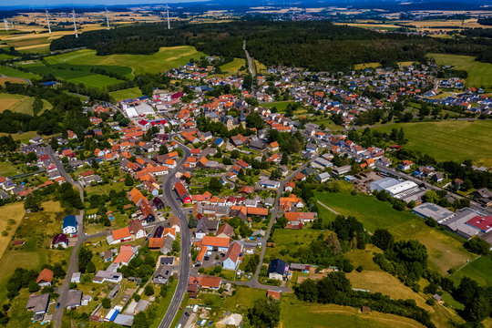 Das Dorf Romrod in Hessen aus der Luft