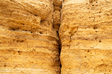 sand orange rock texture, crack in stone