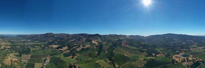 Drone view of the Sonoma Valley at Kenwood, CA. Panorama taken from Mavic 2 Pro.