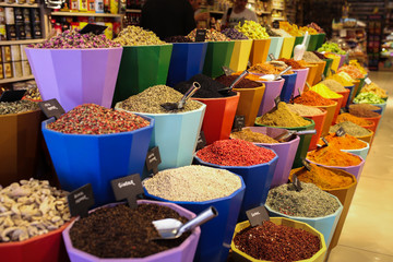 Turkish oriental sweets, tea and spices. Bazaar