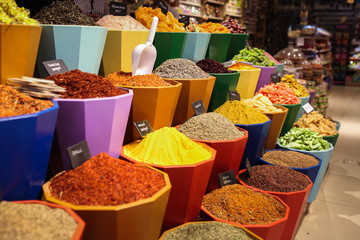 Turkish oriental sweets, tea and spices. Bazaar