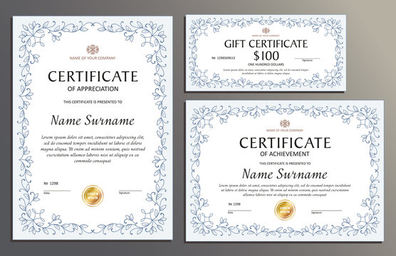 Certificate template floral set