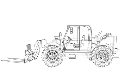 Fototapeta na wymiar Forklift concept. Vector rendering of 3d