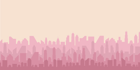 Urban Cityscape. Modern Skyline panorama flat style. Different buildings, skyscrapers, office center. Vector illustration