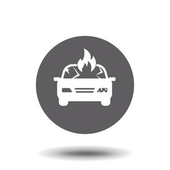 Burning car icon. Trendy Burning car logo concept. Simple vector illustration for graphic and web design. EPS 10