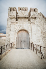 Particular view of the entrance to the castle of Maniace in Ortigia Siracura.