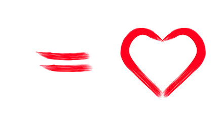 Abstraction. Red heart on a white background. Love.