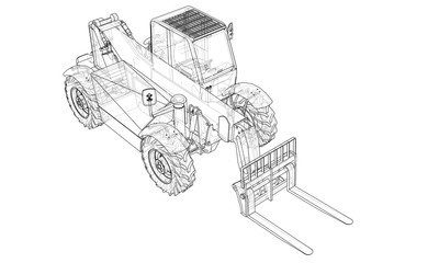 Forklift concept. Vector rendering of 3d