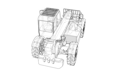 Forklift concept. Vector rendering of 3d