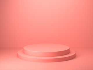 3d Render image of abstract pink color geometric shape background, modern minimalist mockup for podium display or showcase