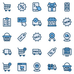 Online Shopping Filled Line Icon Set - 1