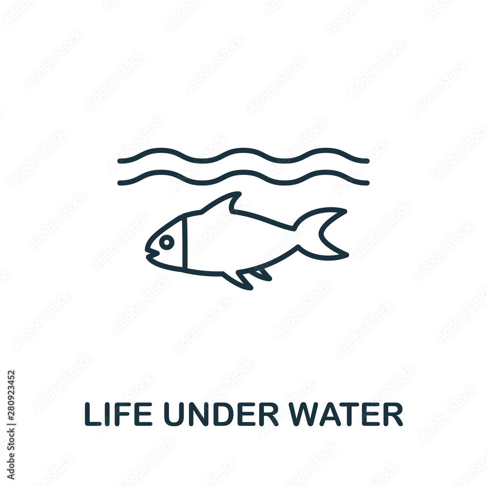 Poster life under water outline icon. thin line style from community icons collection. pixel perfect simple
