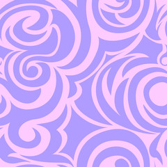 Pink seamless pattern of spirals and curls. Decorative ornament for background.