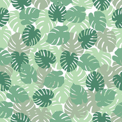 Tropical seamless pattern. Monstera leaves.