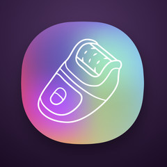 Epilator app icon. Home depilation procedure. Beauty device for home use. Personal hygiene. Body hair removal. UI/UX user interface. Web or mobile application. Vector isolated illustration