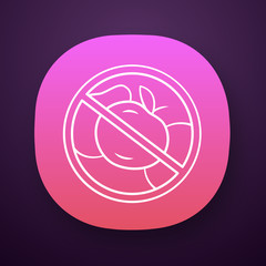 No fruit diet app icon. High fiber and vitamin containing product. UI/UX user interface. Fructose and glucose free dietary food. Web or mobile application. Keto diet vector isolated illustration