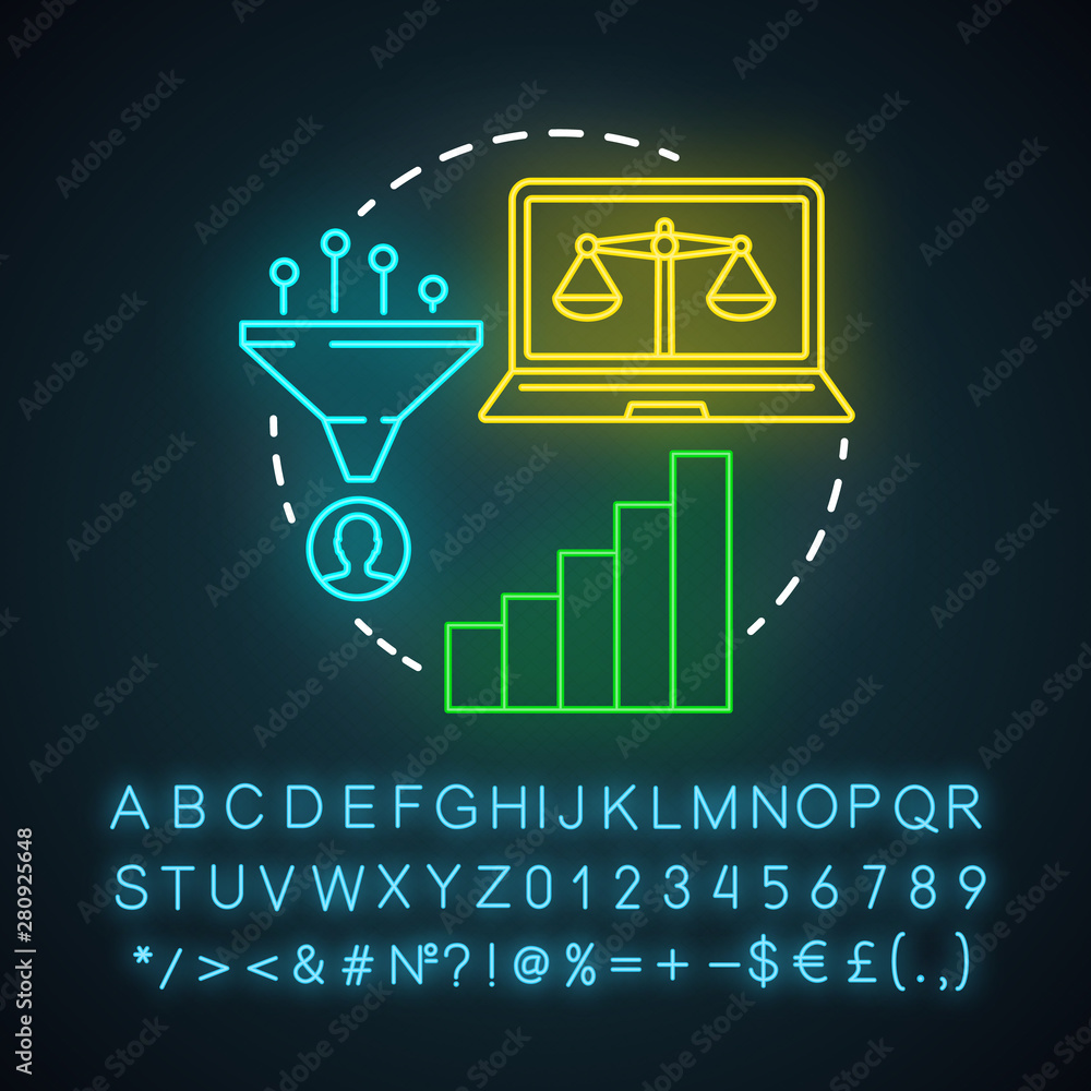 Poster simply decay attribution neon light icon. attribution modeling type. multi-touch analysis. conversio