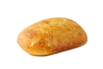 Freshly baked bread bun on white background