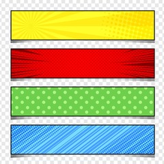 Comic colorful horizontal banners