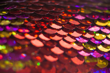 Shiny colorful sequin dress detail texture