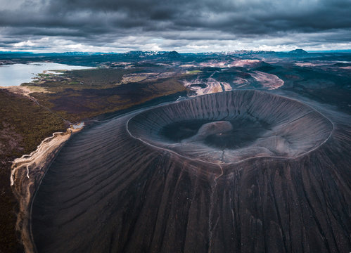  Hverfjall or Hverfell - extinct volcano located in the north of Iceland to the east of Lake Mývatn. Beuatiful crater located in northern Iceland.