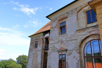 Fototapeta na wymiar Jezeri Castle situated near coal mine in Northern Bohemia, Czech Republic.