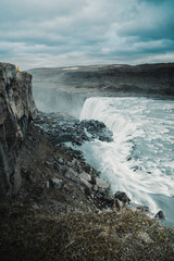 Dettifoss waterfall Icelnd. Huge wall of water. Scene frome sci-fi movies Iceland.
