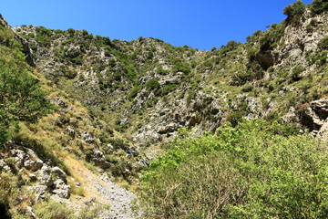 Fototapeta na wymiar Trail in Kollita gorges (Moudriano, Poros, Moundros gorge), Crete, Greece
