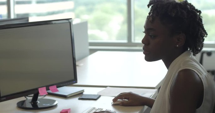 Washington, DC - Circa July 2019: Black Woman Working in Corporate Office Successful Minority and Equality at Work