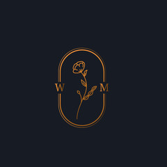 Minimal luxury gold floral logo.